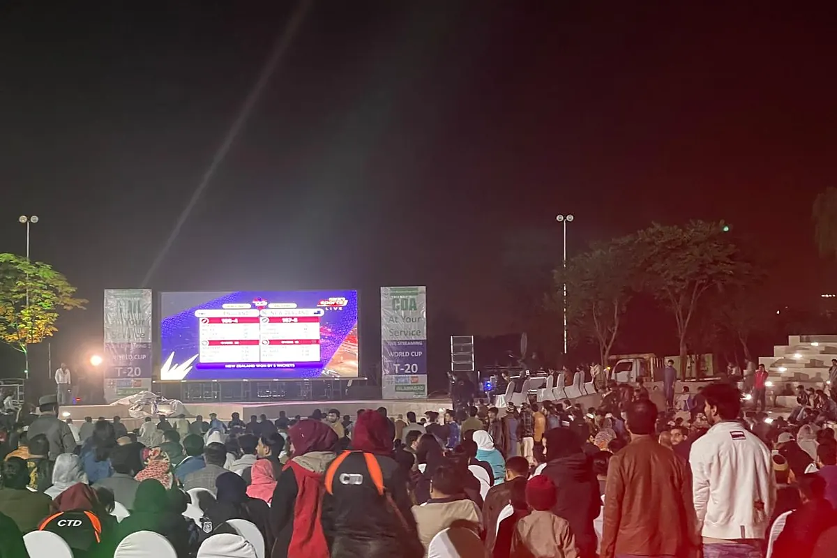Crowd at the Pakistan vs Australia live screening in F-9 Park, Islamabad, managed by Blackfire Event Management
