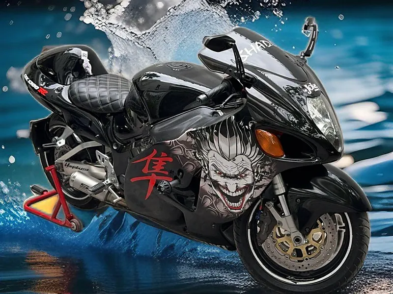 Black superbike for a groom entry