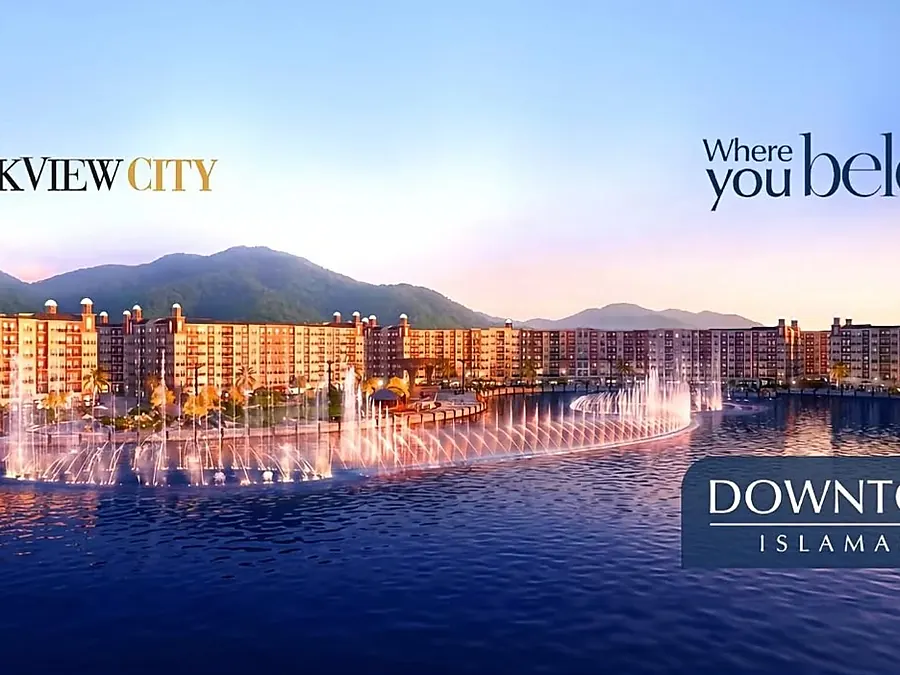 Park View City Islamabad Downtown with dancing fountains — plots available through Blackfire